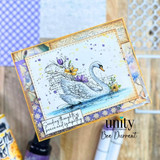 Swan sympathy card with floral accents and “peace and sympathy” sentiment.