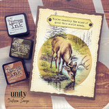 Woodland deer card with distressed background and uplifting sentiment.