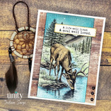Woodland deer sympathy card with forest scene and heartfelt sentiment.