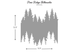 Pine tree forest layering stencil (5.5 x 5.5 inch) featuring a detailed evergreen silhouette design for cardmaking, scrapbooking, and mixed media crafts. Reusable background stencil ideal for ink blending, texture paste, and creating dimensional woodland scenes.