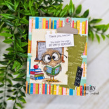 Teacher card with reading owl and “You made this year so very special” sentiment.