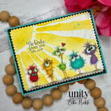Colorful handmade card with quirky rainbow birds and “No birdie loves you like we do” sentiment.