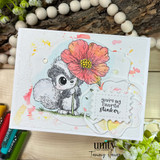 Card with skunk holding pink flower and “you’re my favorite stinker” sentiment.