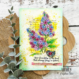 Purple lilac floral card with “WITH LOVE” sentiment.