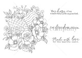 Stamp sheet for Where Freedom Blooms: an American flag tucked into a full arrangement of roses, poppies and anemones, plus the sentiments 'May hope rise wherever love is planted.', 'Let freedom bloom.' and 'Made with love for this beautiful country.'