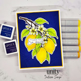 Bright lemon thank-you card with blue background and “So much THANK YOU” sentiment.
