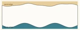 Shoreline Borders stencil shown in use, a cream panel with a sand colored top edge and a teal wave edge across the bottom.