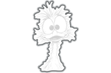 A thin metal coordinating die that cuts out the wild-haired little character from the Little Weirdo stamp set - a Unity Stamp Co cardmaking die.