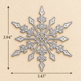 Huge Snowflake die: a large six point lacy snowflake with feathered branches and pointed tips, about 3.43 by 3.94 inches.