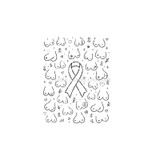 Every Scar, Every Story red rubber background stamp from Unity Stamp Co - hand-drawn breasts of every shape and size, some with scars and stitches, surrounded by small hearts and flowers around a large breast cancer awareness ribbon