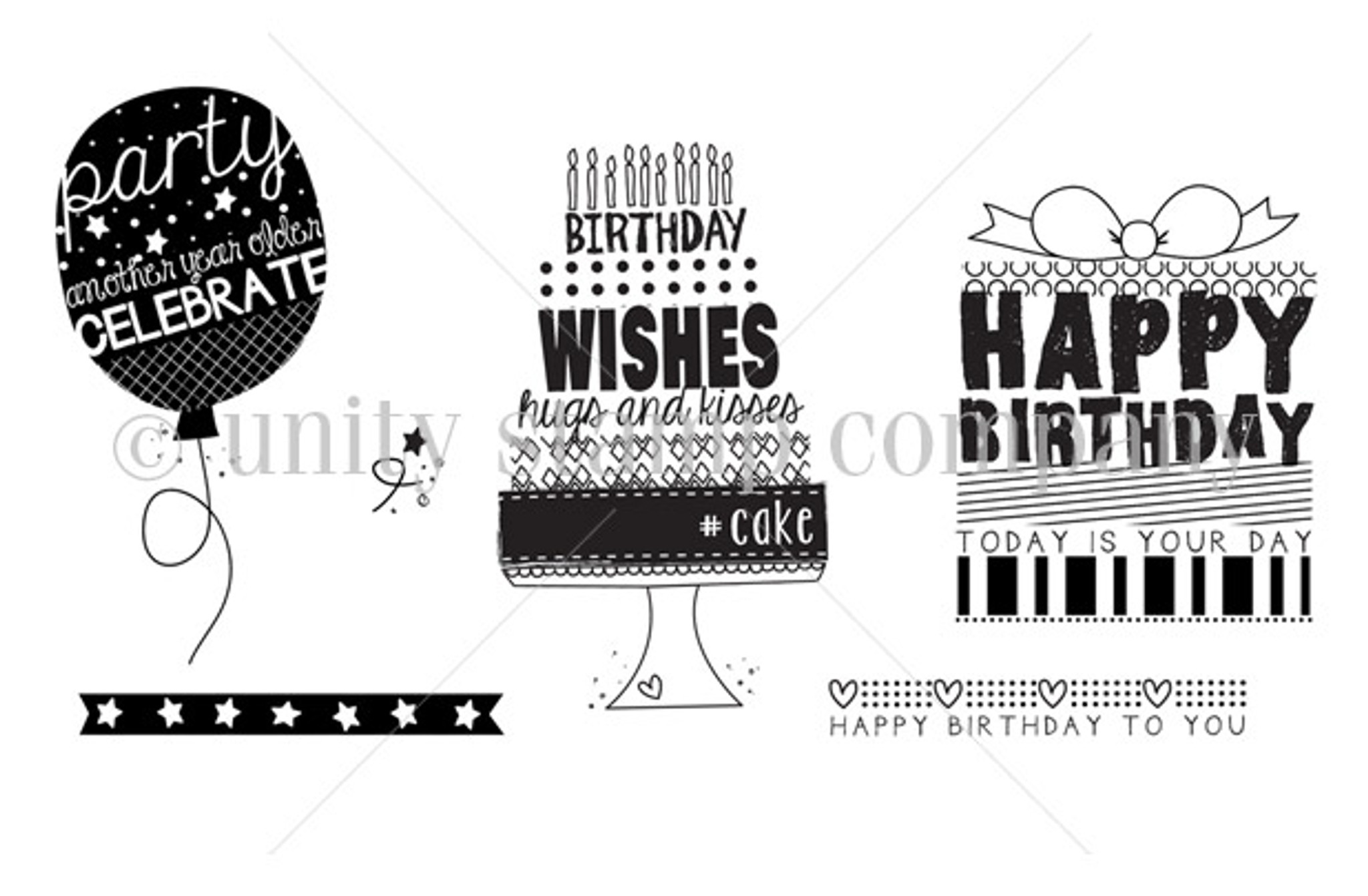Birthday Jubilee {FRONT & CENTER stamps} - Unity Stamp Company