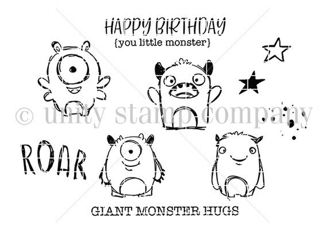Monster Hugs – Birthday Stamp Set | Unity Stamp Co