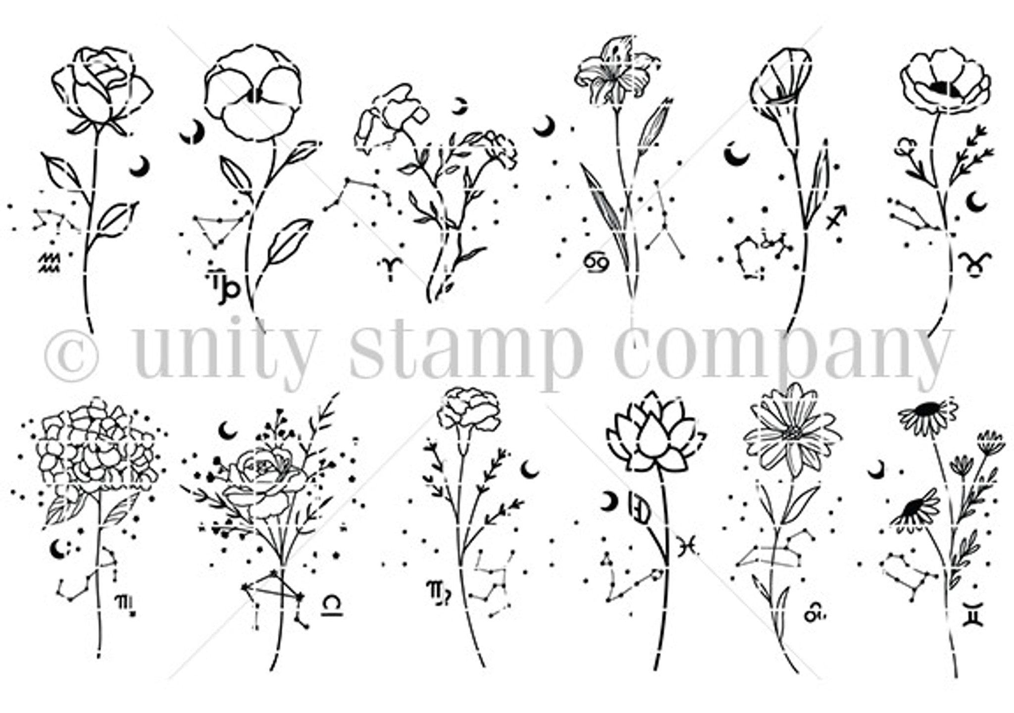 Floral & Stars Zodiac - Unity Stamp Company