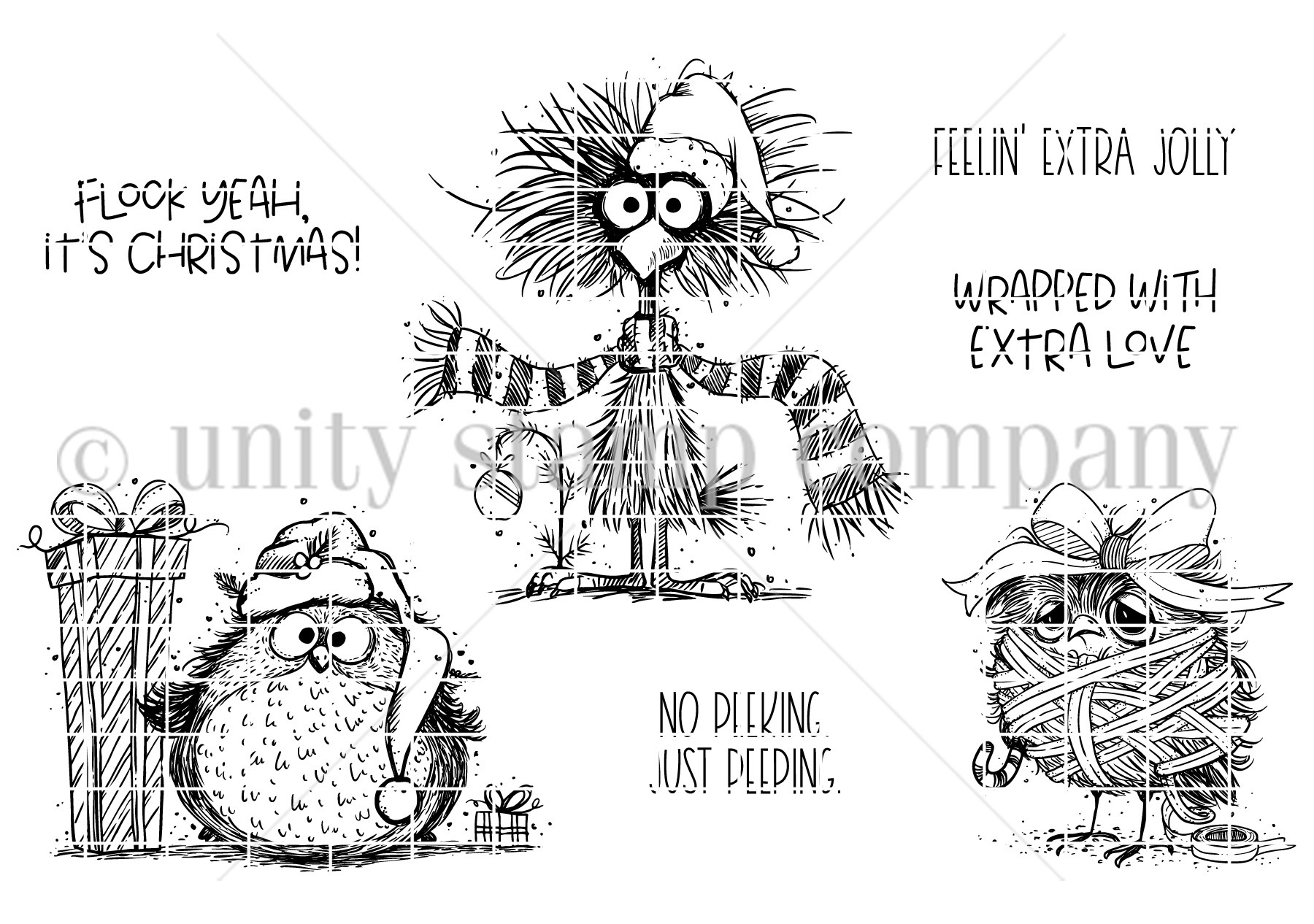 Holiday Flock Talk – Funny Christmas Bird Stamps | Unity