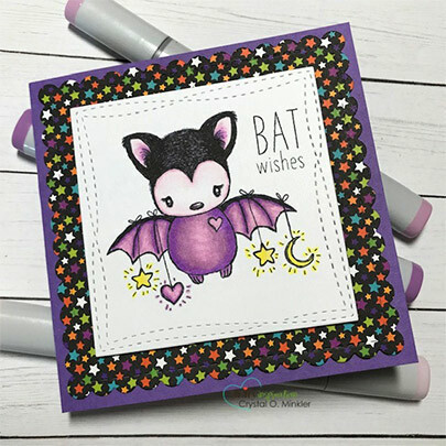 Handmade Halloween card made with the Cuddlebug Bat stamp set