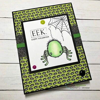 Handmade Halloween card made with the Cuddlebug Spider stamp set