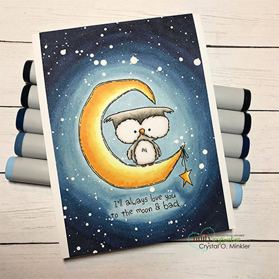 Handmade Valentine card made with the The Owl and the Moon stamp set