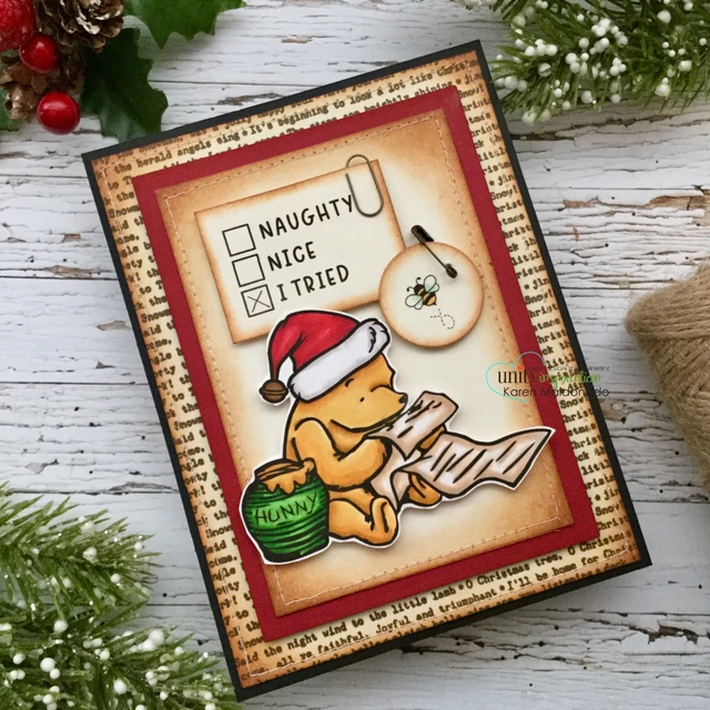 Handmade Christmas card made with the Winnie the Pooh: Pooh's List stamp set