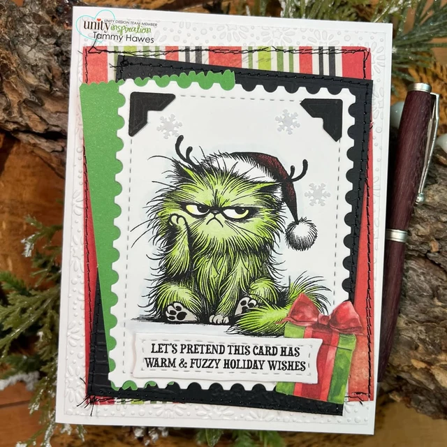 Handmade Christmas card made with the Ho Ho No Pissy Kitty stamp set