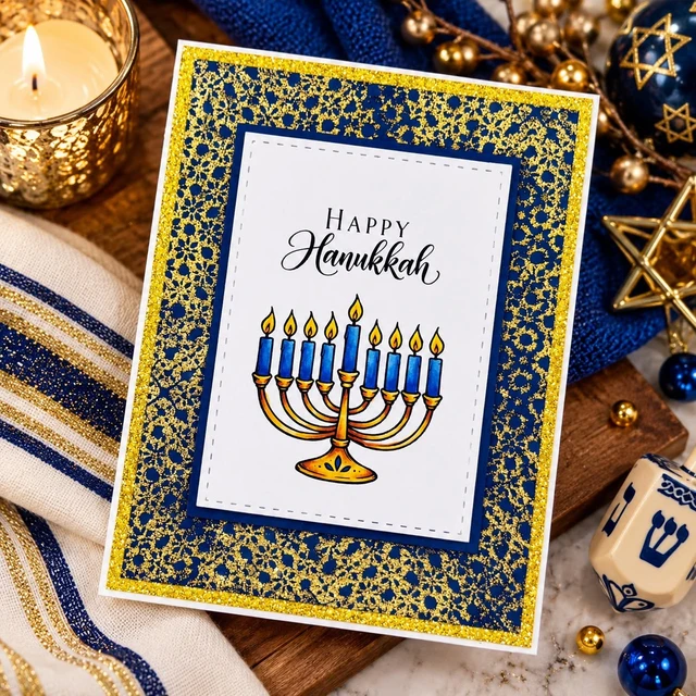 Handmade Hanukkah card made with the Celebrations of Light stamp set