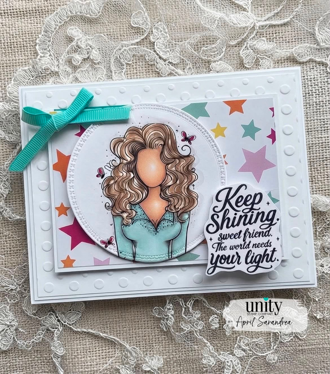 Card made with the Keep Shining Sweet Friend red rubber stamp set from Unity Stamp Co, sample 3