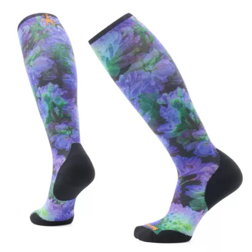 Smartwool Women's Ski Targeted Cushion Electric Lotus Print OTC Socks Smartwool Women's Ski Targeted Cushion Electric Lotus Print OTC Socks