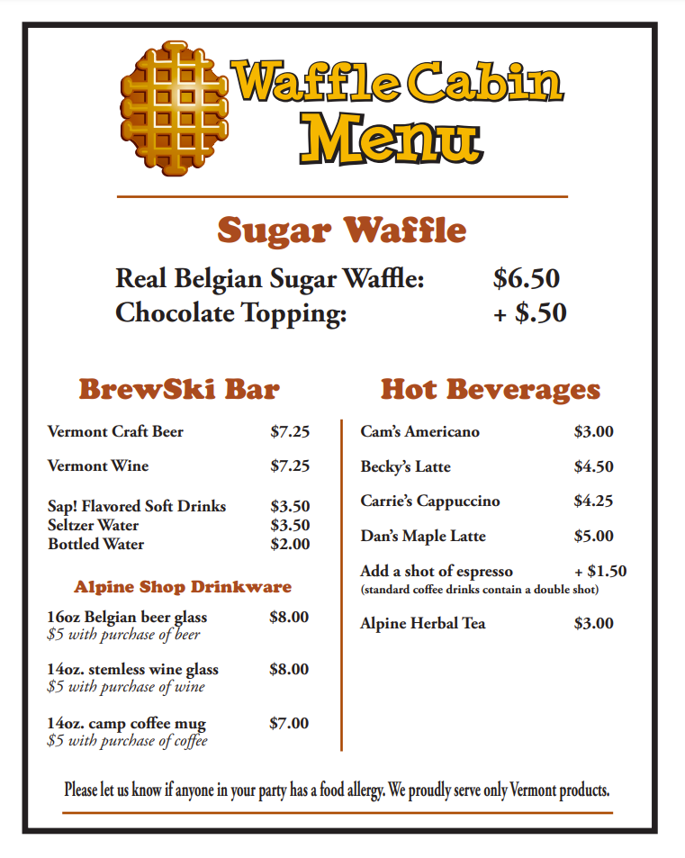 Waffle Cabin Burlington Menu