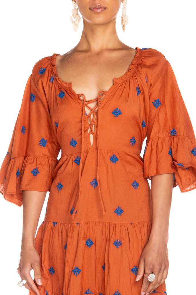 6M Dress - Rust Embroidered 