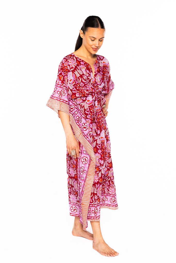 Caftan - Coral and Teal