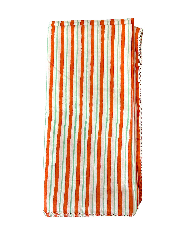 Napkins - Salmon and Mint Stripe