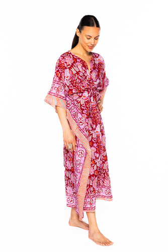 Caftan - Coral and Teal