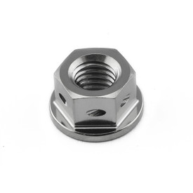 Titanium Flanged Nut M8x(1.25mm) Drilled