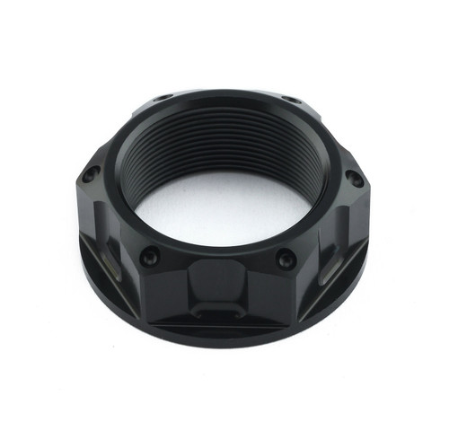 Aluminium Flanged Top Yoke Nut M28x(1.00mm) (Open) Black