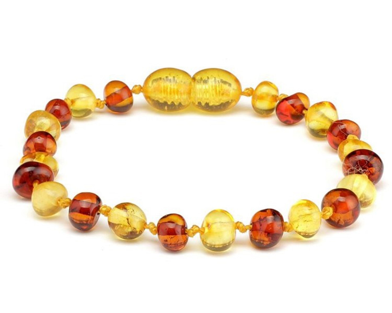 Polished Cognac Baltic Amber Bracelet for Baby, Infant, Toddler, Big K