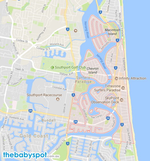 Map Surfersparadise 