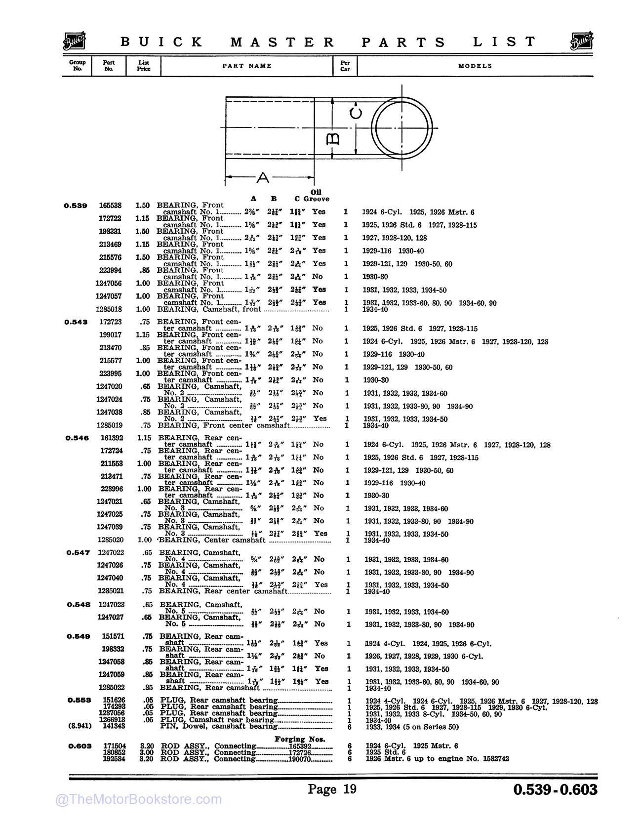 1924 - 1934 Buick Master Chassis Parts Catalog Book - Sample Page 1