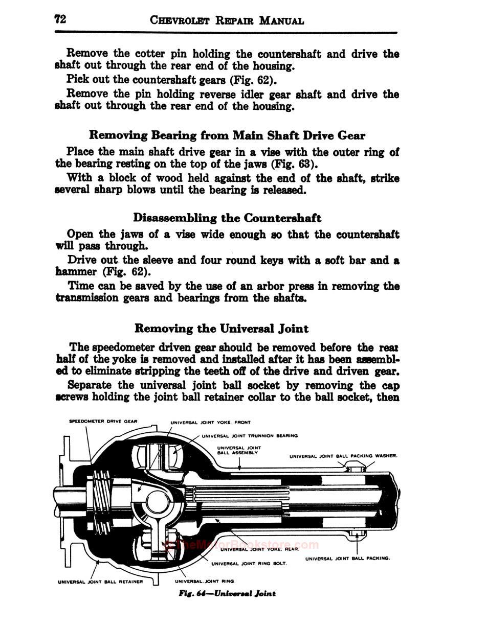 1927 - 1928 Chevrolet Car / Truck Shop ManualSample Page - Univeral Joint