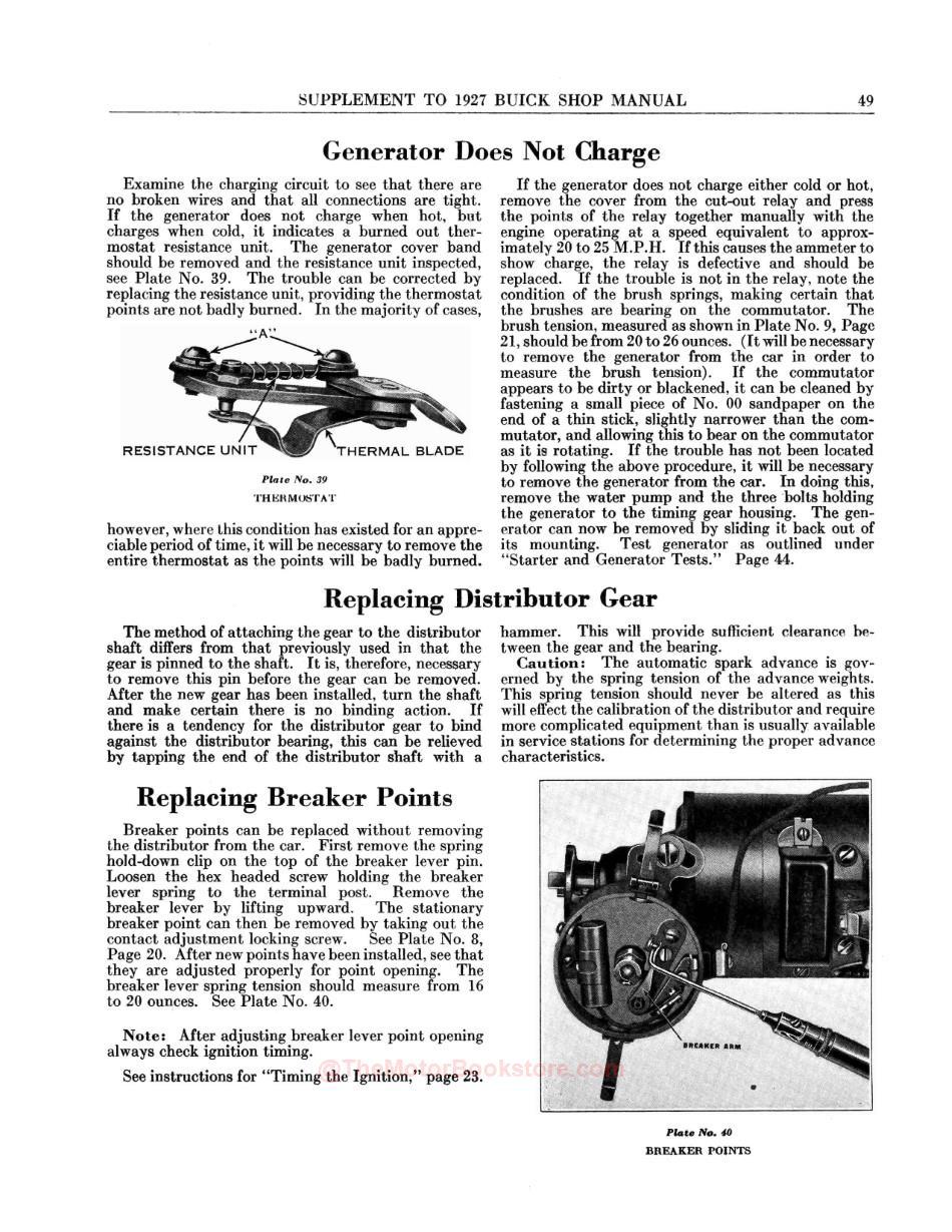 1928 Buick Shop Manual SupplementSample Page - Breaker Points