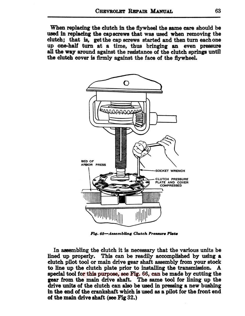 1929 - 1930 Chevrolet Car / Truck Shop ManualSample Page - Clutch