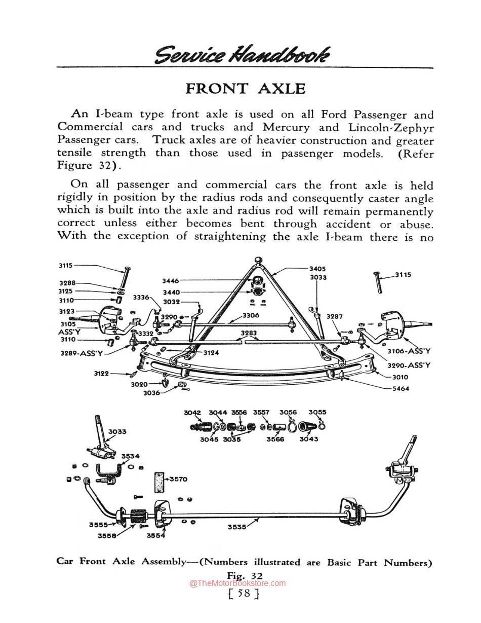 1932 - 1941 Ford & Mercury Service Manual Sample Page - Front Axle