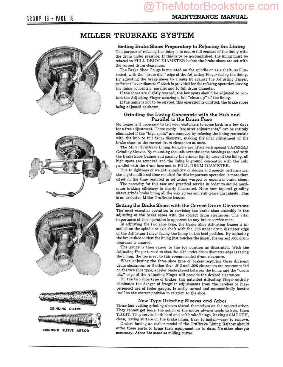 1934-36 Plymouth Maintenance Manual Sample Page - Miller Trubrake System