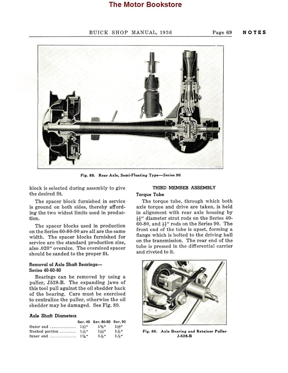 1936 Buick Shop Manual Sample Page - Axle