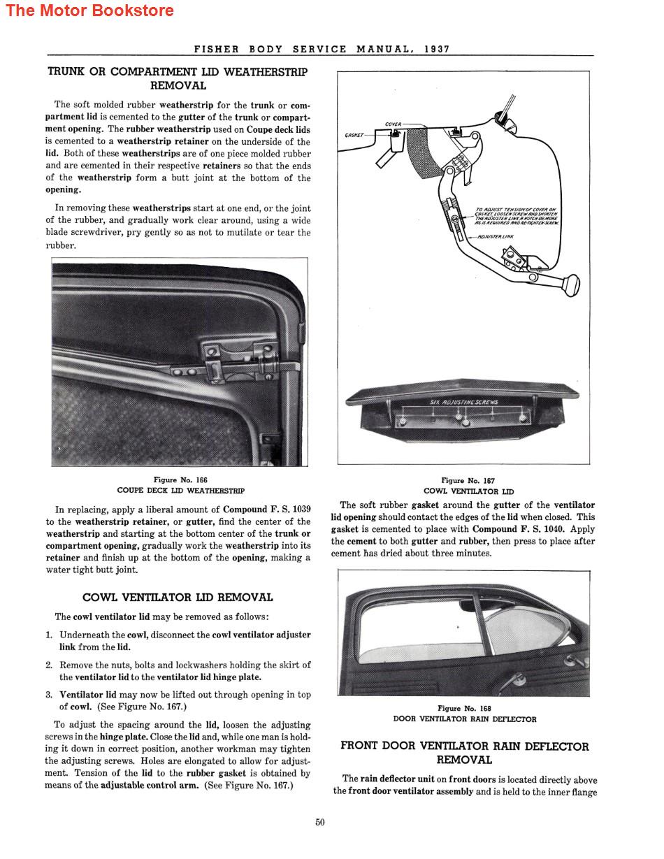 1937 - 1938 Fisher Body Shop Manual Sample Page - Weatherstrip