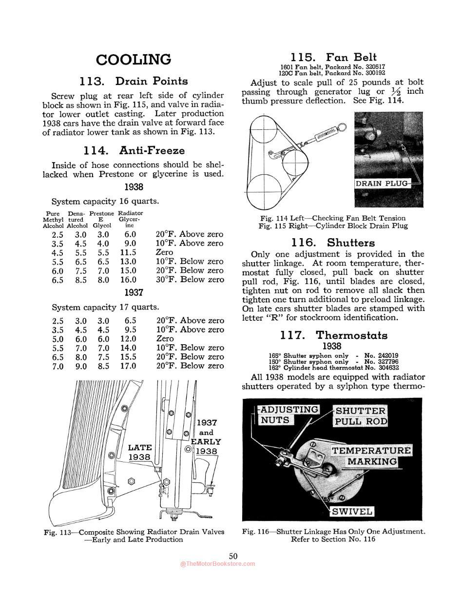 1937 - 1938 Packard Shop Manual Sample Page - Cooling Section