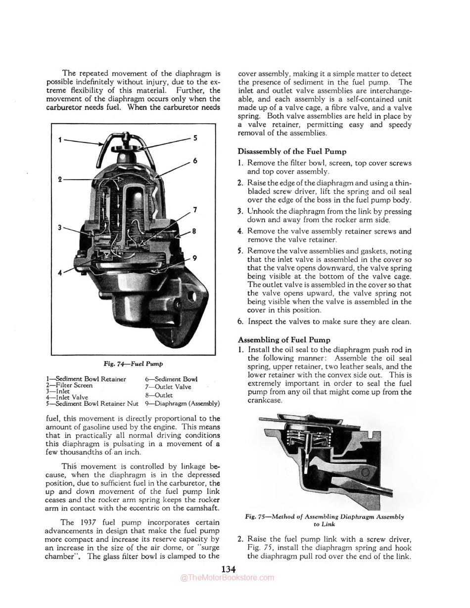 1937 Chevy Car & Truck Shop Manual Sample Page - Fuel Pump Section