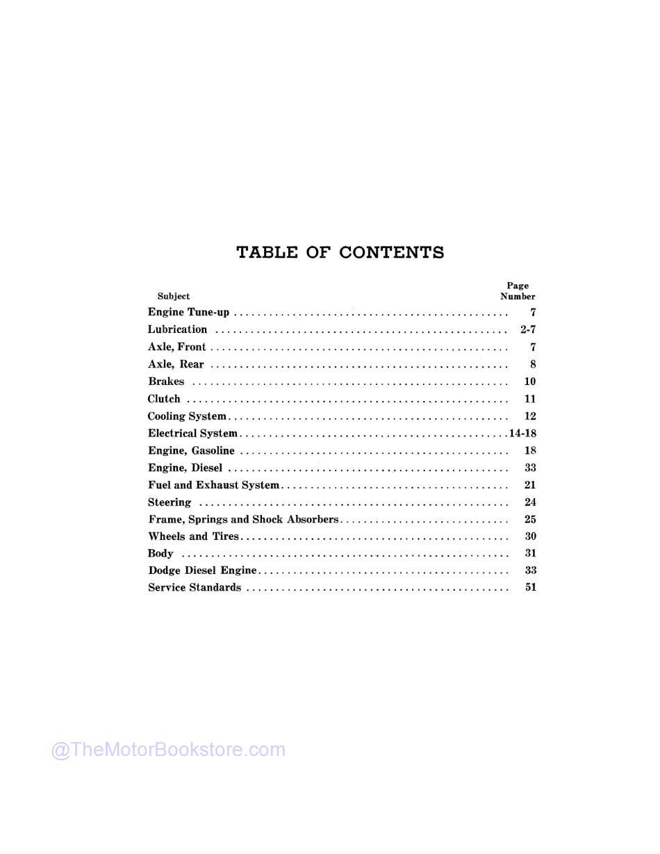 1938 - 1939 Dodge Truck Shop Manual (Series R & T) - 1939 Series T Supplement
