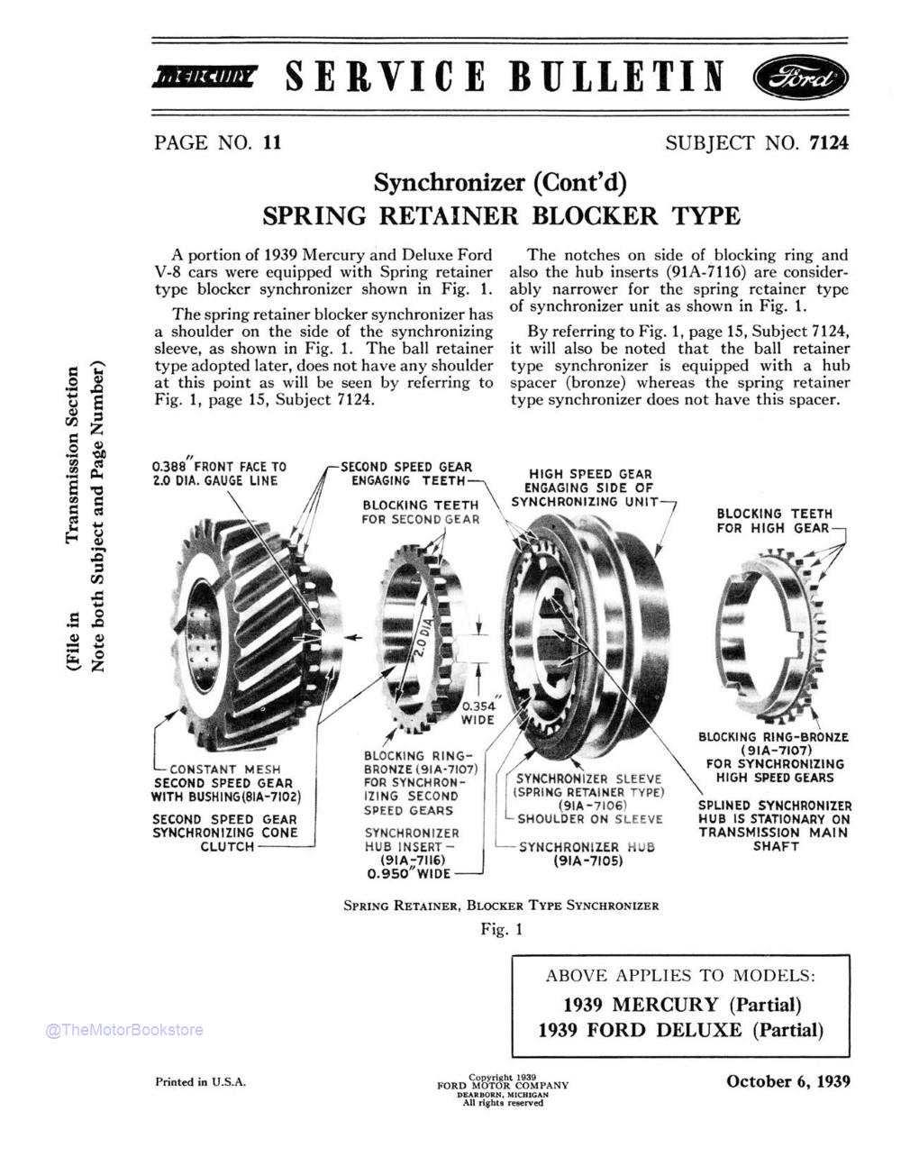 1938 - 1940 Ford Service Bulletins - Sample Page 1