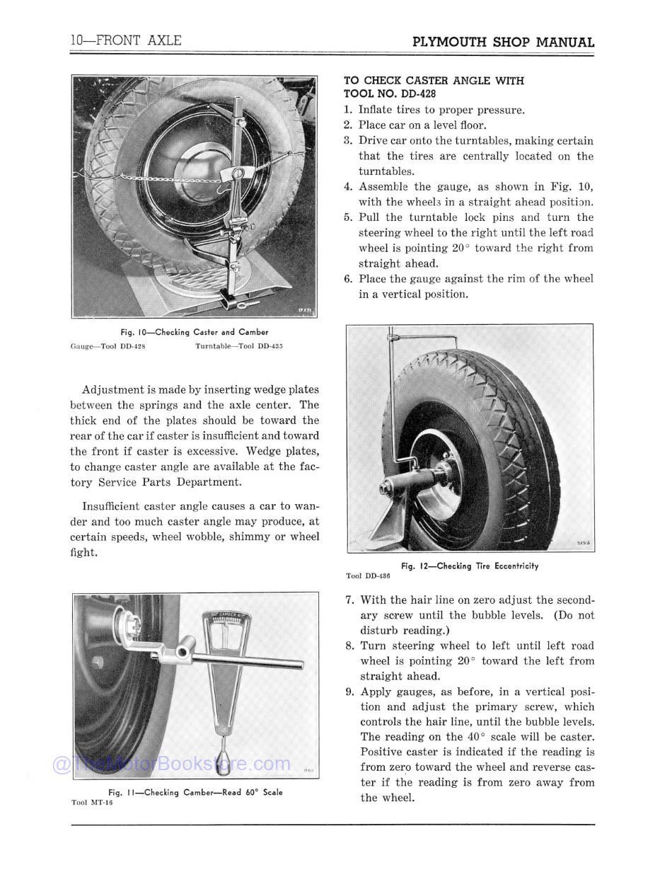 1938 Plymouth Shop Manual P5 - P6 Sample Page  - Caster and Camber Check