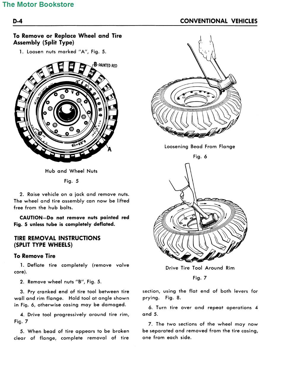 1939 - 1948 Ford & Mercury Shop Manual Sample Page - Wheel & Tire