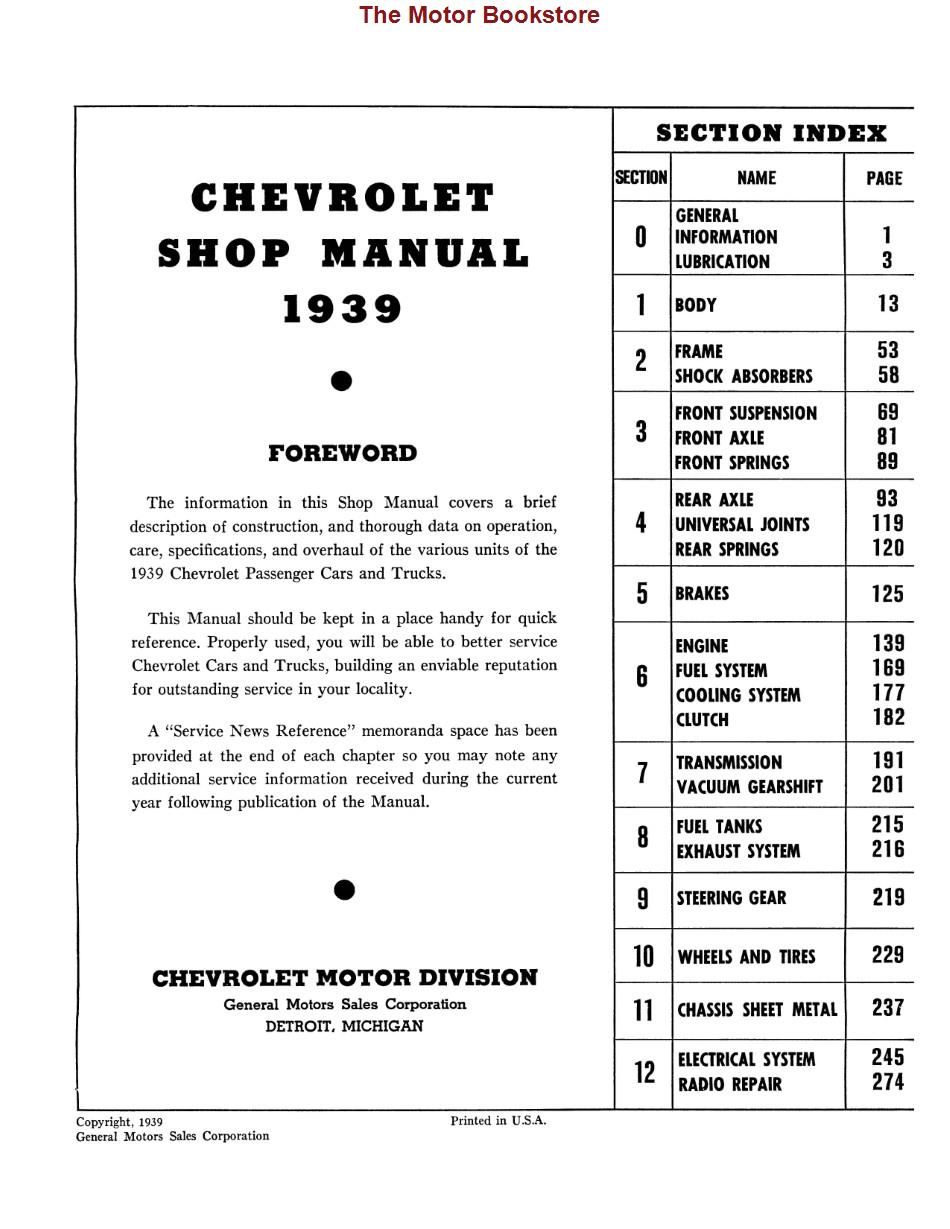 1939 Chevrolet Car & Truck Shop Manual